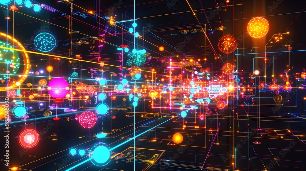 Interconnectedness Process A network of interconnected, radiant nodes exchanging data through ...
