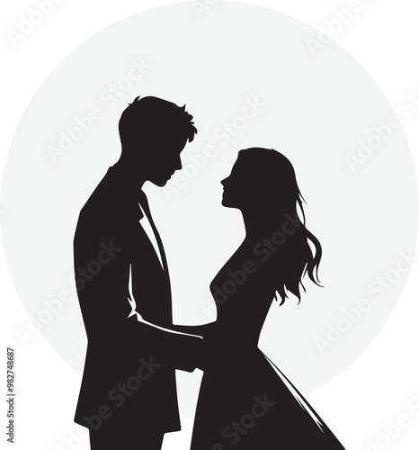 Wedding couple silhouette vector illustration