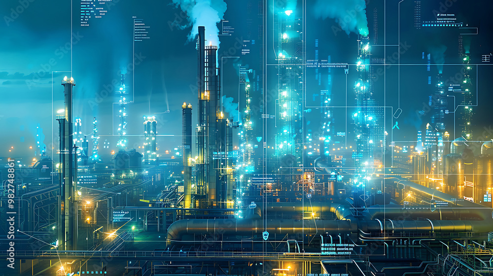 Naklejka premium holographic city