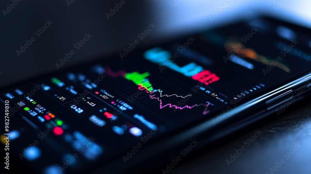 A close-up of a smartphone displaying a cryptocurrency trading app, with real-time data A close-up of a smartphone displaying a cryptocurrency trading app, with real-time data