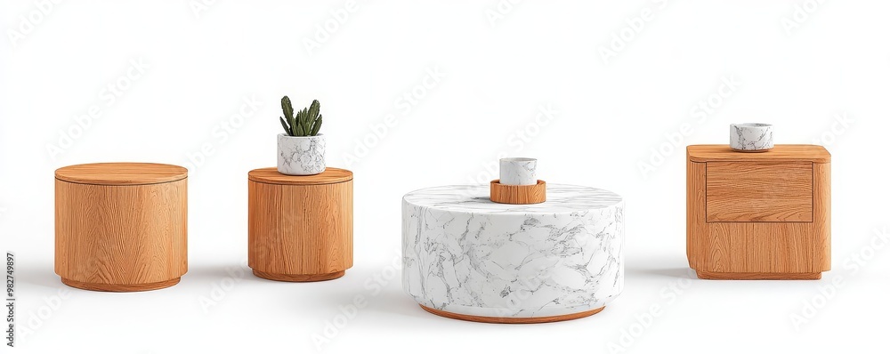 Stylish wooden and marble tables with modern design, perfect for home decor and interior styling. Stylish wooden and marble tables with modern design, perfect for home decor and interior styling.