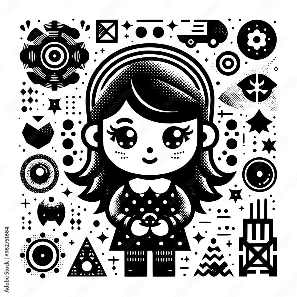 black and white beauty girl cartoon design black and white beauty girl cartoon design