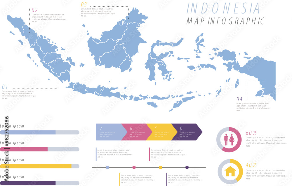 Obraz premium Indonesia Map Infographic