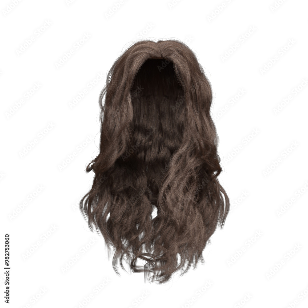 3d render soft curl wavy long brown hair isolated 3d render soft curl wavy long brown hair isolated