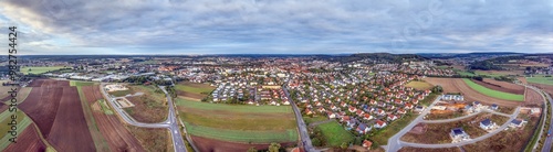 Drone panorama of the historic Bavarian town of Amberg in the morning light