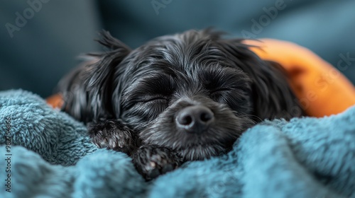 Wallpaper Mural cute small dog sleeping on a fluffy blanket enjoying a cozy nap indoors with warmth and relaxation Torontodigital.ca