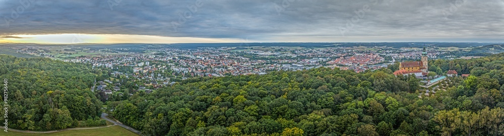 Drone panorama of the historic Bavarian town of Amberg in the morning light Drone panorama of the historic Bavarian town of Amberg in the morning light