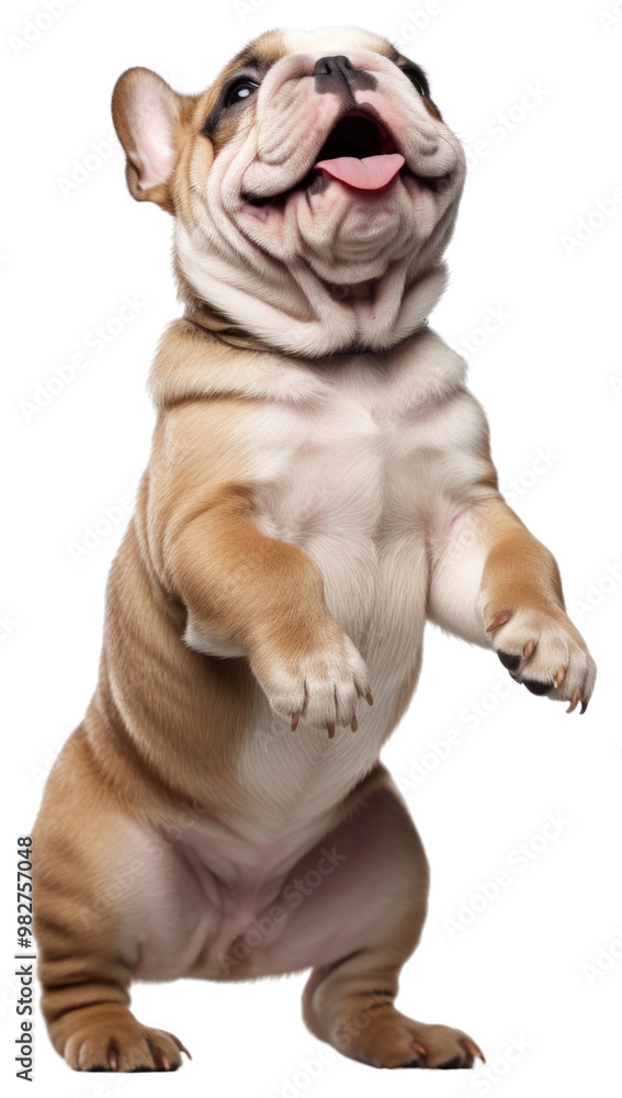 Obraz premium PNG Happy bulldog standing on hind legs animal mammal pet.