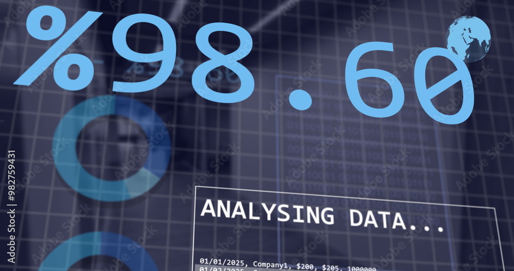 Obraz premium Image of financial data processing over office