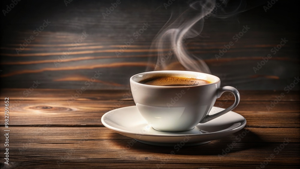 Steaming cup of freshly brewed coffee on a saucer, beverage, hot, espresso, drink, caffeine, morning, breakfast, coffee shop Steaming cup of freshly brewed coffee on a saucer, beverage, hot, espresso, drink, caffeine, morning, breakfast, coffee shop