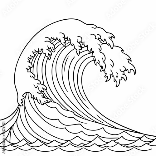 Powerful and Energetic Sea Wave at the Peak of Its Splash, AI Generation