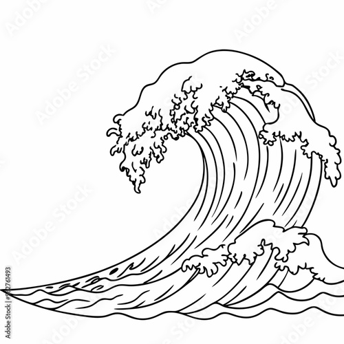 Powerful and Energetic Sea Wave at the Peak of Its Splash, AI Generation