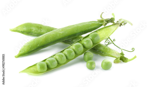Wallpaper Mural Green fresh peas and pods isolated on white Torontodigital.ca