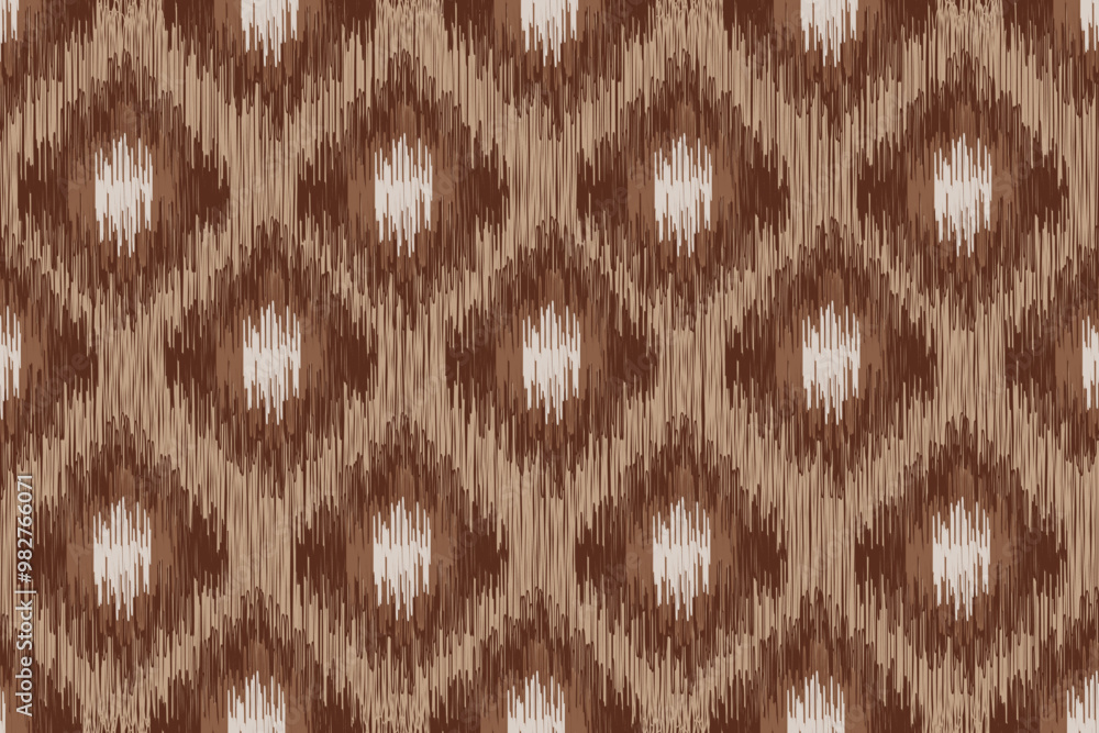 Rustic brown ikat textile pattern with symmetrical diamond design Rustic brown ikat textile pattern with symmetrical diamond design