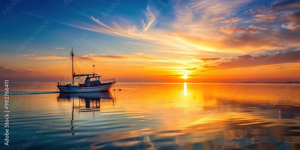 Boat sailing on calm waters during a beautiful sunset, sunset, boat, sea, ocean, water, reflection, evening, horizon, sky Boat sailing on calm waters during a beautiful sunset, sunset, boat, sea, ocean, water, reflection, evening, horizon, sky