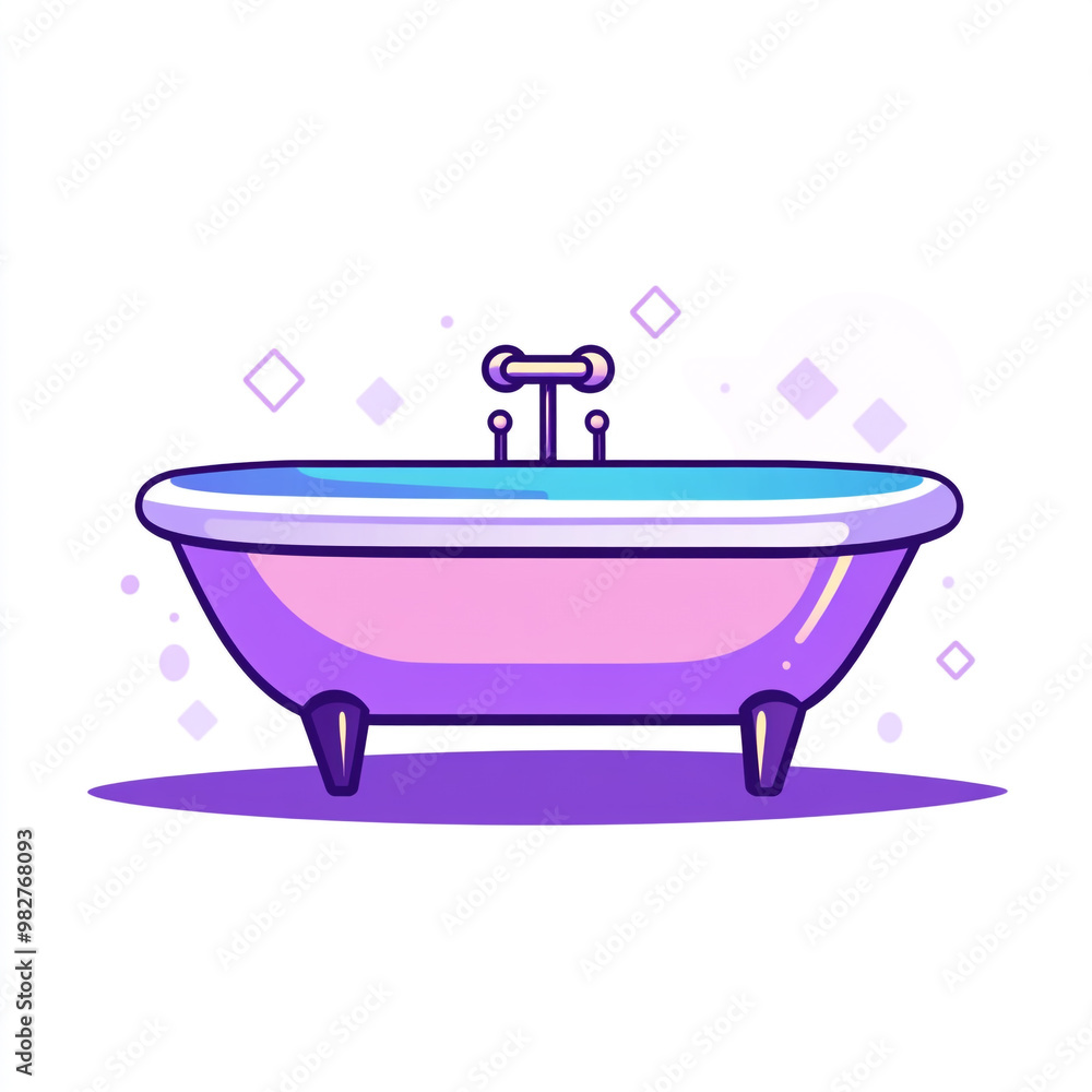 A simple icon of the bathtub in illustration style. Isolated on a white background. A simple icon of the bathtub in illustration style. Isolated on a white background.