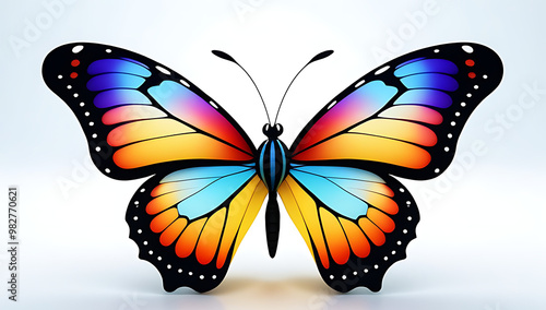 colorful cartoon butterfly white background