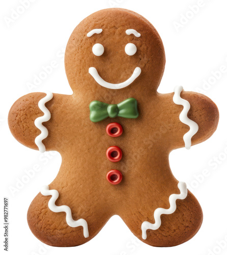 PNG Smiling gingerbread man cookie