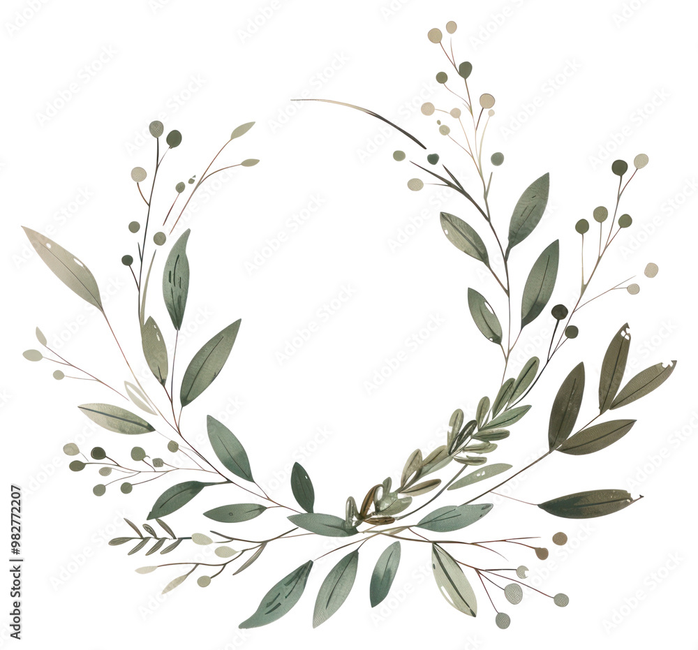 PNG Elegant botanical wreath illustration PNG Elegant botanical wreath illustration