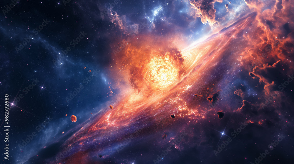Abstract background Colorful nebula in space, glowing particles and stars. Abstract background of the universe with light waves. Cosmic wallpaper in the style, Generative AI Abstract background Colorful nebula in space, glowing particles and stars. Abstract background of the universe with light waves. Cosmic wallpaper in the style, Generative AI