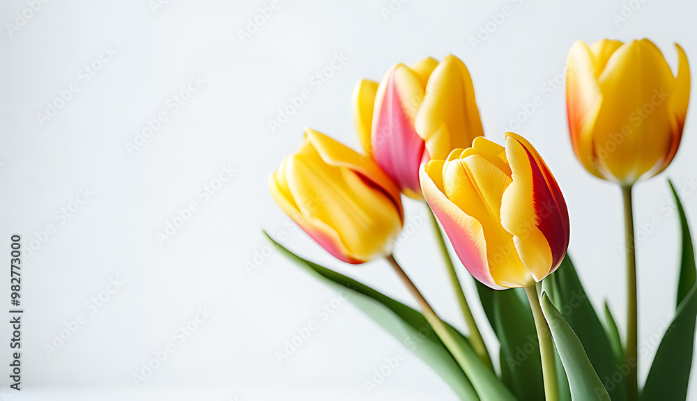 Obraz premium beautiful tulips white background