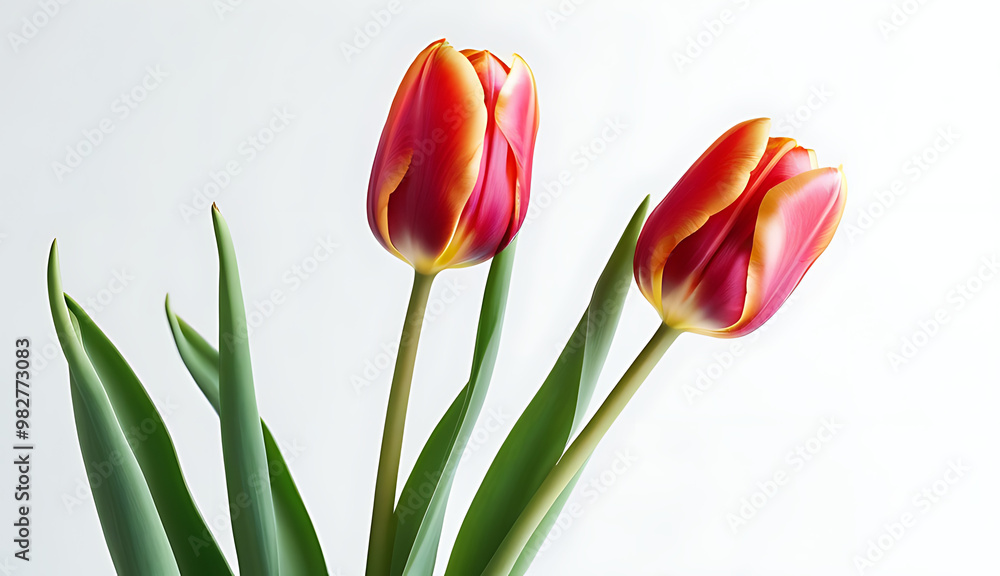 Fototapeta premium beautiful tulips white background