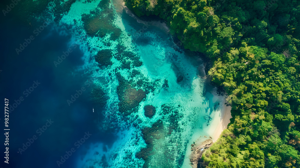 top view of beautiful tropical island with dense trees, with white sand beach and clear blue waters. concept of vacation with family. 4K Island Wallpaper top view of beautiful tropical island with dense trees, with white sand beach and clear blue waters. concept of vacation with family. 4K Island Wallpaper
