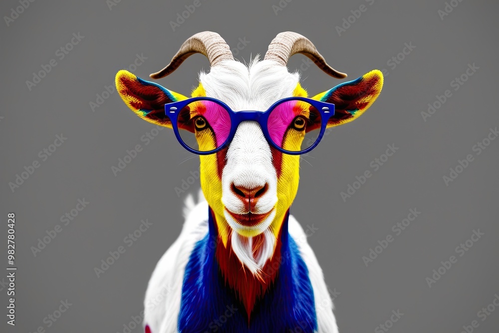 Playful Illustration of a Whimsical Alpaca with Oversized Frames Against a Vibrant Gradient Background Playful Illustration of a Whimsical Alpaca with Oversized Frames Against a Vibrant Gradient Background