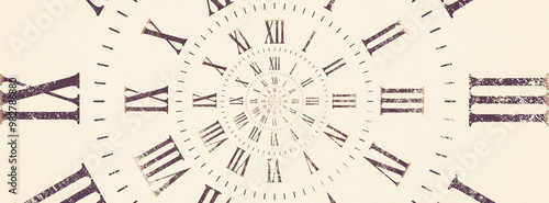 Time background. Concept of hypnosis, past, future. Round spiral, droste graphic. photo