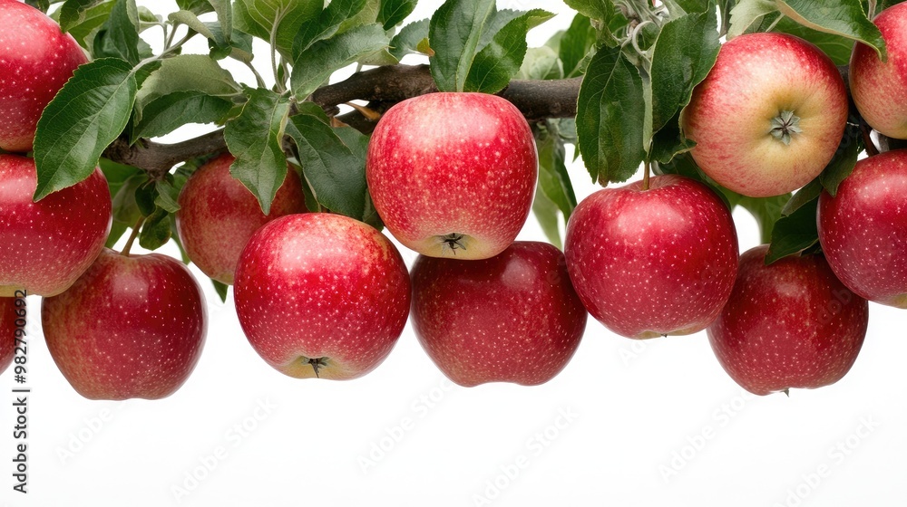 Fresh Red Apples Hanging on a Tree Branch Fresh Red Apples Hanging on a Tree Branch