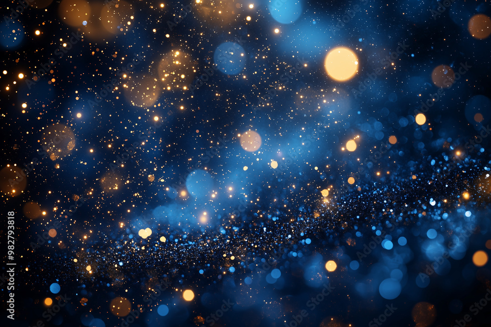 Abstract Blue and Gold Sparkling Lights Background Abstract Blue and Gold Sparkling Lights Background
