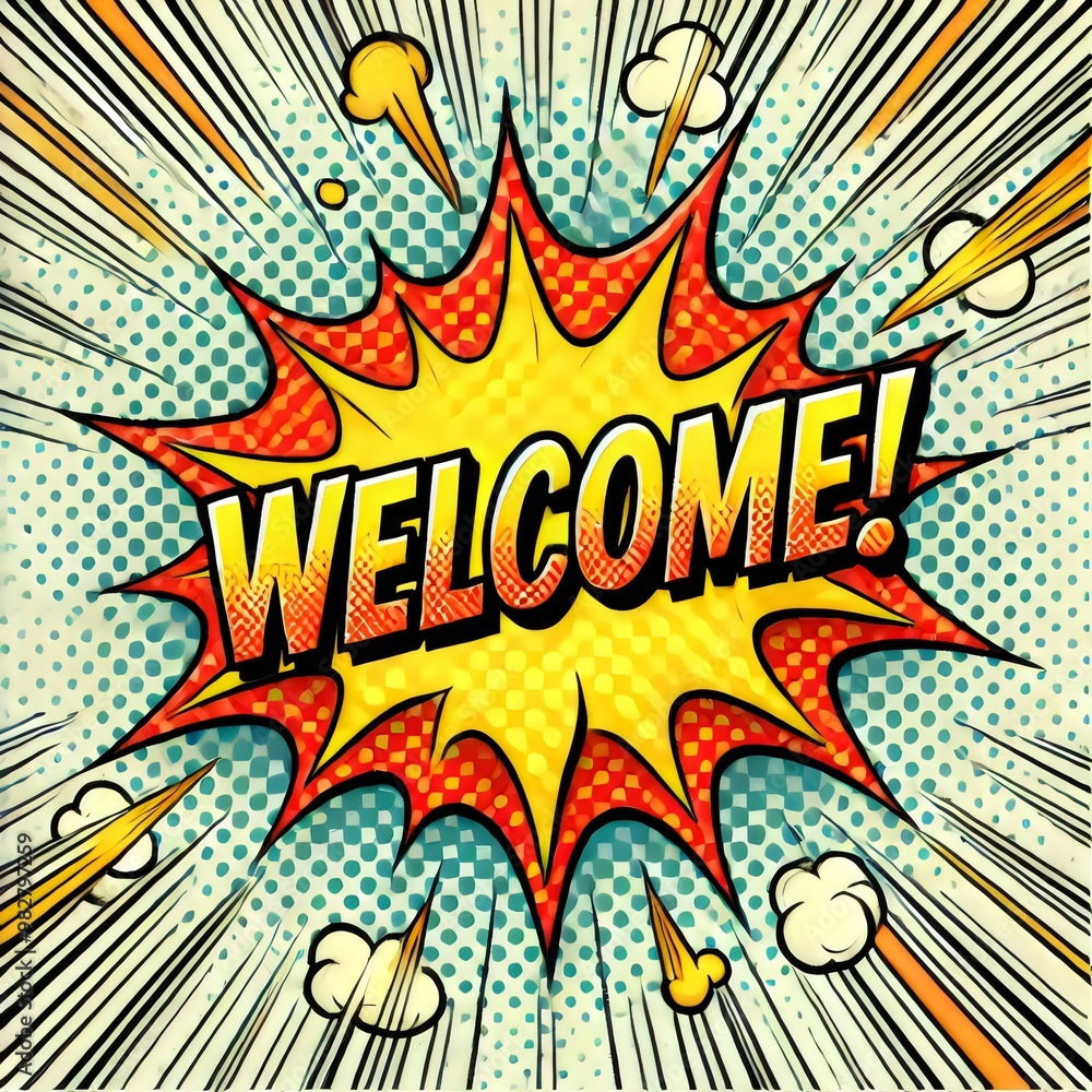 A dynamic and colorful comic-style illustration with the word A dynamic and colorful comic-style illustration with the word