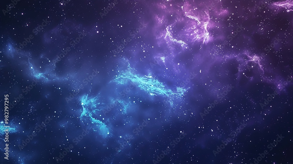 Fototapeta premium The night sky is dotted with stars, and nebulae are dancing in the universe