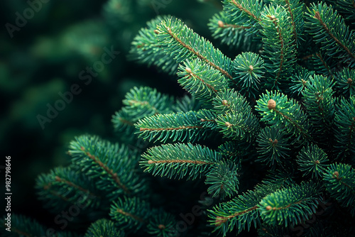 Close Up of Pine Needles on Evergreen Tree