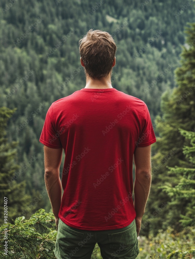 Hiking Adventure - Man Overlooking Mountainous Landscape Hiking Adventure - Man Overlooking Mountainous Landscape