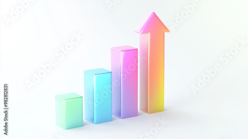 Free Download A colorful bar graph with an upward arrow, symbolizing growth and progress. - GFXLoad