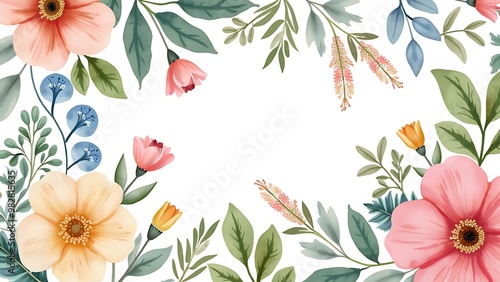 Delicate watercolor floral pattern with soft pastel colors, perfect for elegant designs, wedding invitations, and feminine projects.