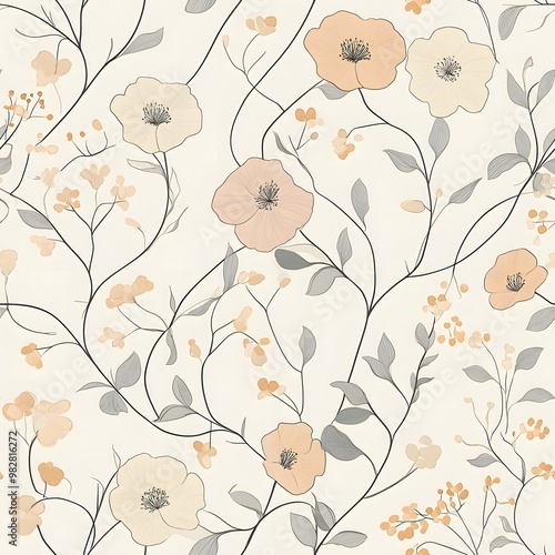 Beautiful vintage floral seamless pattern with pink blossom and green leaf, perfect for spring and summer decoration