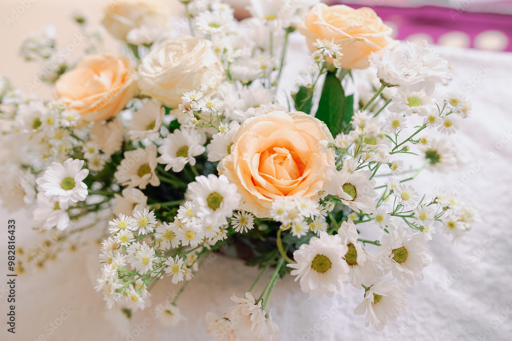Fresh, lush bouquet of colorful flowers. large bouquet of multicolored flowers of different species. for weedding ceremony. Fresh, lush bouquet of colorful flowers. large bouquet of multicolored flowers of different species. for weedding ceremony.