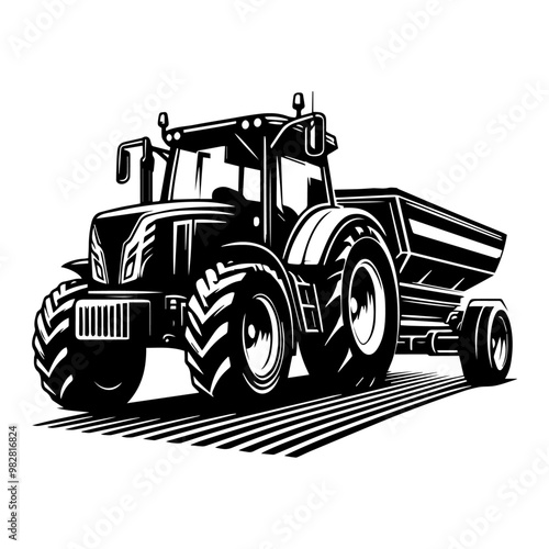 "Field Force: A Dynamic Tractor Vector Celebrating Farm Life"