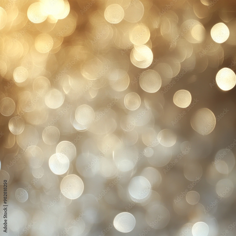 Fototapeta premium A blurred background of shimmering golden and silver bokeh lights creating a festive atmosphere.