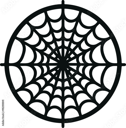 Monochrome Cosmonaut Spider Web Icon Vector Illustration Design Silhouette Style