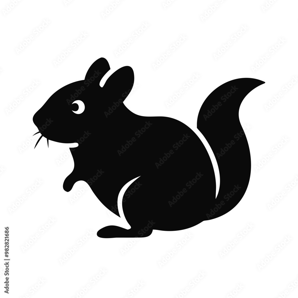 Stylized chinchilla silhouette, curious mood, sitting calmly, with blank space
Stylized chinchilla silhouette, curious mood, sitting calmly, with blank space