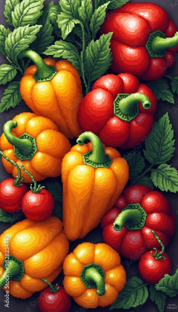 Vibrant assortment of bell peppers and tomatoes, showcasing fresh produce ideal for culinary, health, and organic markets. Vibrant assortment of bell peppers and tomatoes, showcasing fresh produce ideal for culinary, health, and organic markets.