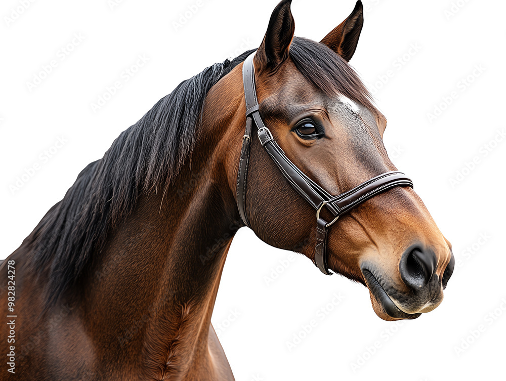 Obraz premium Majestic horse portrait showcasing its beauty and elegance with a detailed view of features and smooth coat.