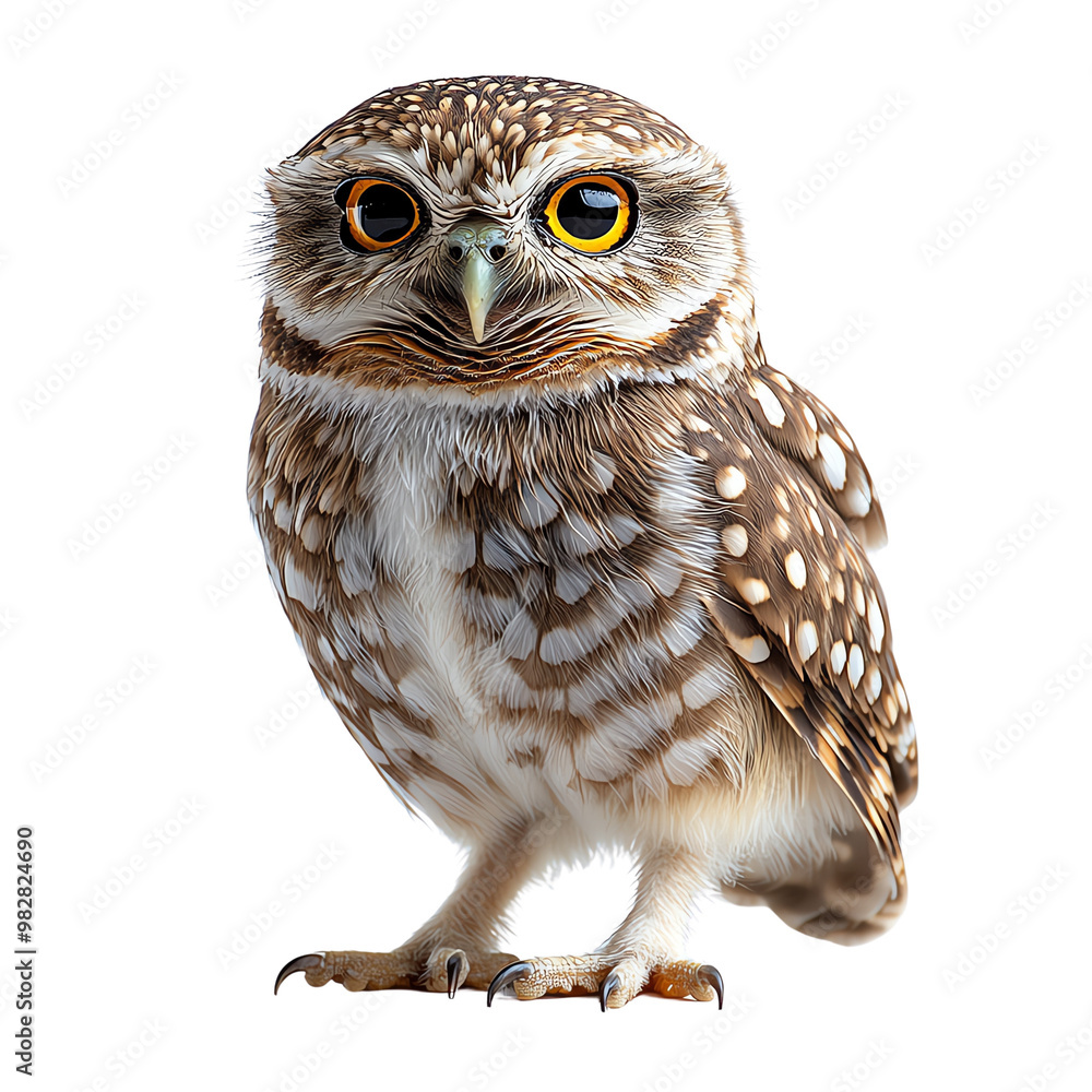 Obraz premium A beautifully detailed illustration of a small owl, showcasing its unique feathers and bright eyes, perfect for nature enthusiasts.