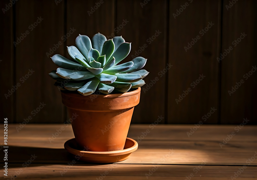 Φωτογραφία A minimalist shot of a succulent plant sitting in a terracotta pot