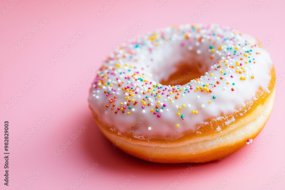 Colorful doughnuts with glaze and sprinkles isolated on background Colorful doughnuts with glaze and sprinkles isolated on background
