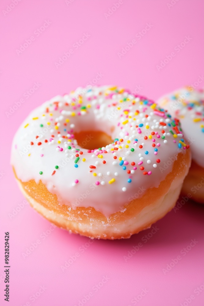 Colorful doughnuts with glaze and sprinkles isolated on background Colorful doughnuts with glaze and sprinkles isolated on background