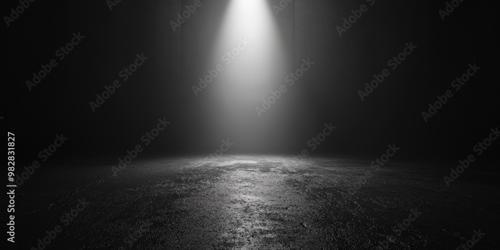 Dramatic Spotlight on Dark Wet Floor Dramatic Spotlight on Dark Wet Floor